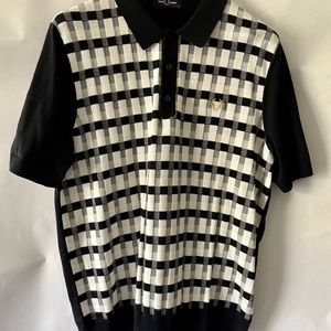 Fred Perry Black and white Luxury knit shirt